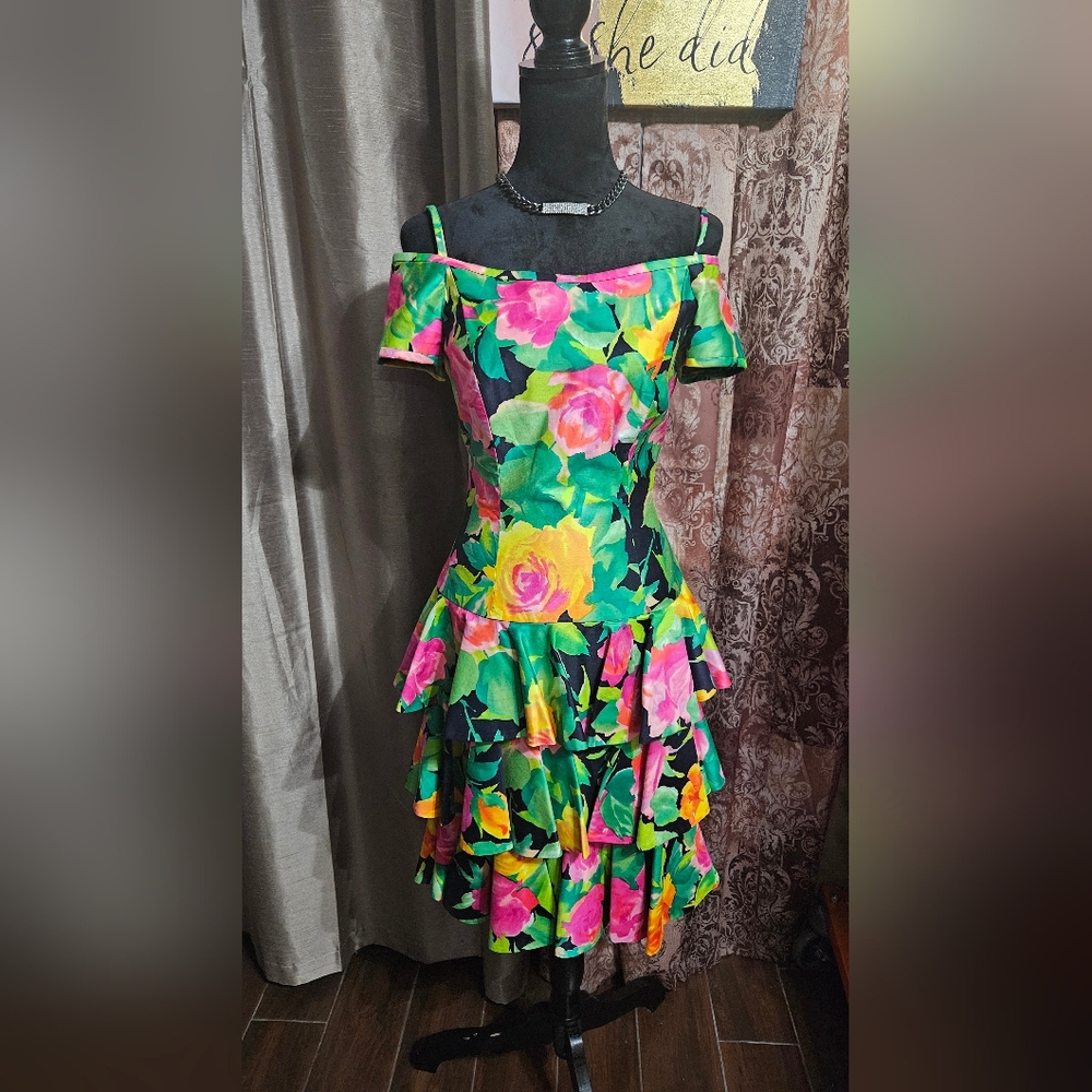 Vintage AJ Bari Saks Fifth Avenue Tropical Dress